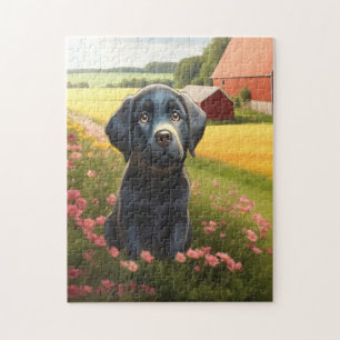 Labrador Retriever Svart Valp Pussel