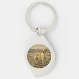 Labrador Retriever Swirl Silverfärgad Nyckelring