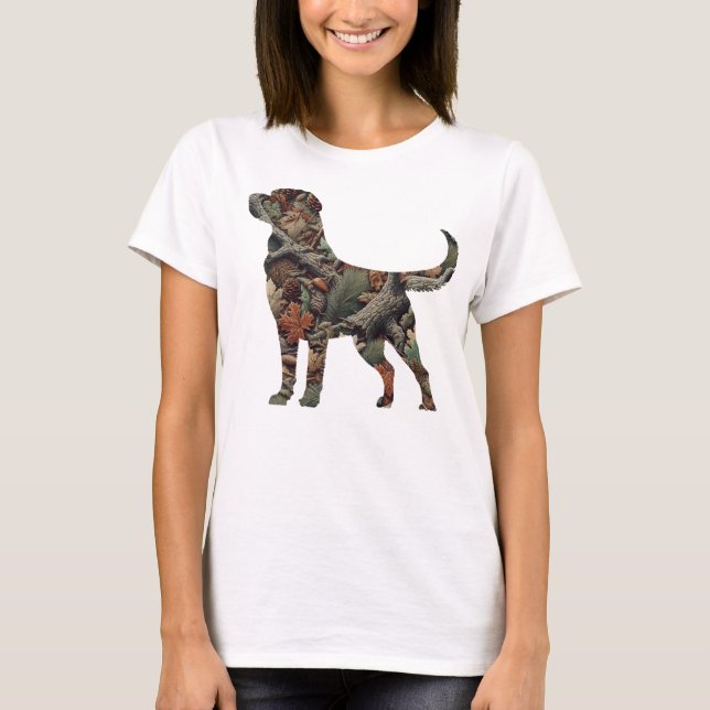 Labrador Retriever T-Shirt med Camouflage (Framsida)