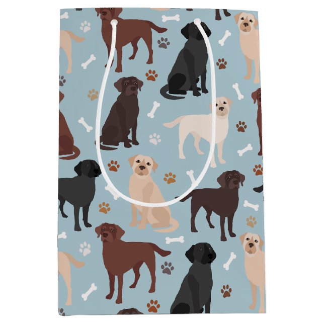 Labrador Retriever Tass och Bones Medium Gift Bag (Framsidan)