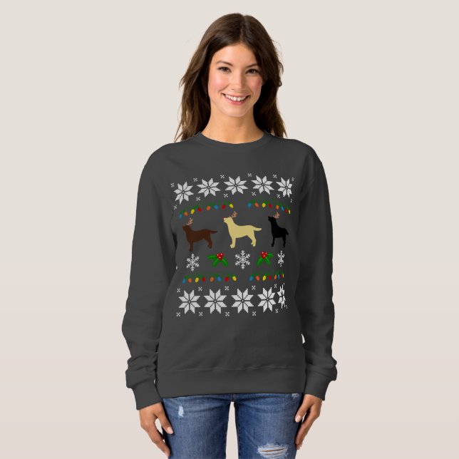 Labrador Retriever Trio Ugly jul Tee Shirt (Hel framsida)