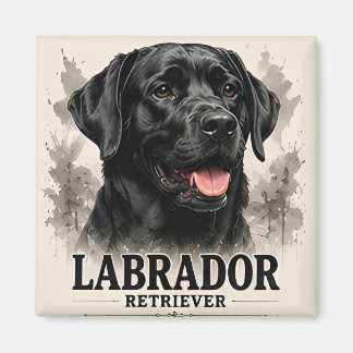 Labrador Retriever Trogen Familjehund Porträtt Kon Magnet