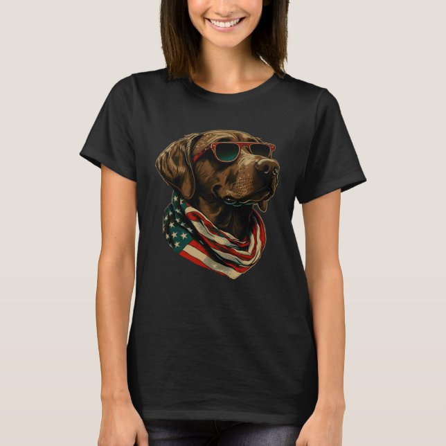 Labrador Retriever USA Flag Canine Dog  4th Of Jul T Shirt (Framsida)