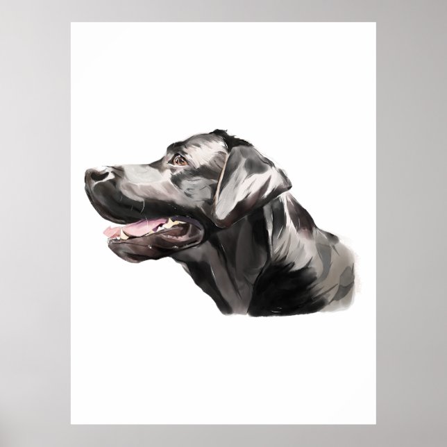 Labrador Retriever Väggkonst, Akvarellmålning Poster (Framsidan)