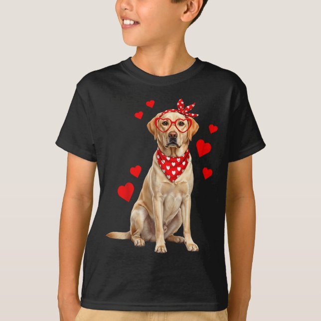 Labrador Retriever Valentines Day Dog Lover Heart  T Shirt (Framsida)