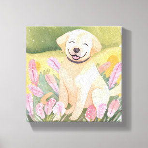 Labrador Retriever Valp Lab Hund Söt Akvarell Canvastryck