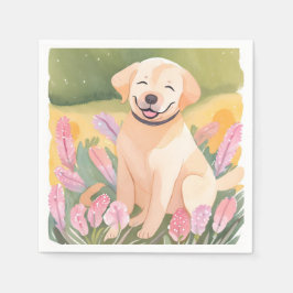 Labrador Retriever Valp | Lab Hund Söt Akvarell Pappersservett