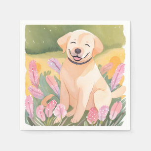 Labrador Retriever Valp   Lab Hund Söt Akvarell Pappersservett