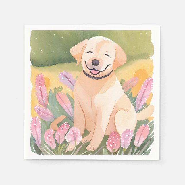Labrador Retriever Valp | Lab Hund Söt Akvarell Pappersservett (Framsidan)