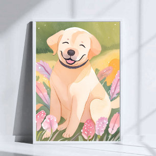 Labrador Retriever Valp Lab Hund Söt Akvarell Poster