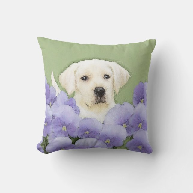 Labrador Retriever Valp-målning Originalt Hundkons Kudde (Framsida)