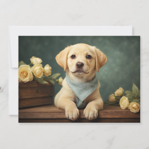 Labrador Retriever Vintage Sött Valp Hund Porträtt Julkort