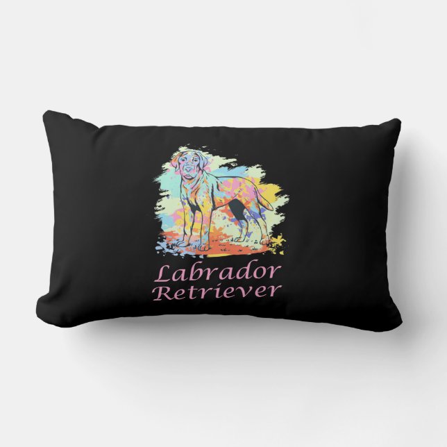 Labrador Retriever Watercolor Lumbarkudde (Framsida)