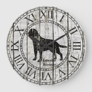 Labrador Retriever Weasted Wood Stor Klocka