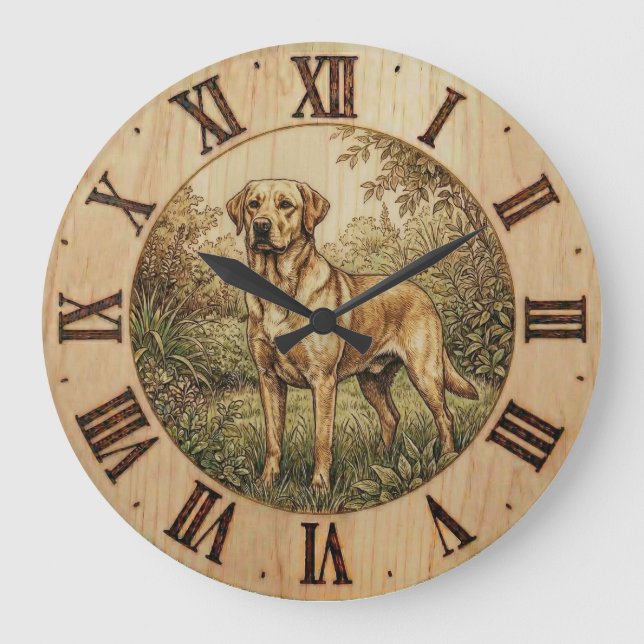  Labrador Retriever wooden Wall Clock  Stor Klocka (Framsida)