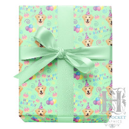 Labrador Retriever Wrapping Paper in Green Presentpapper