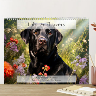 Labrador Retrievers Blommigt Kalender