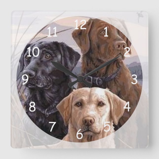 Labrador Retrievers Fyrkantig Klocka (Framsida)