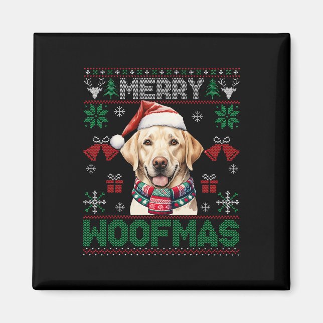 Labrador Retrievers God jul Woofmas Hund Lo Magnet (Framsidan)