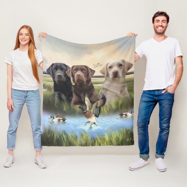 Labrador Retrievers, (Hunting hundar) Fleecefilt (På plats)