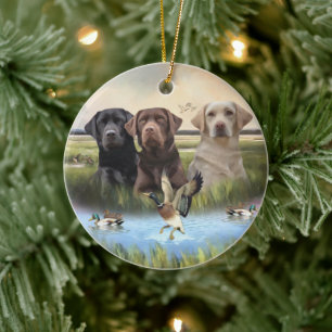 Labrador Retrievers, (Hunting hundar) Julgransprydnad Keramik
