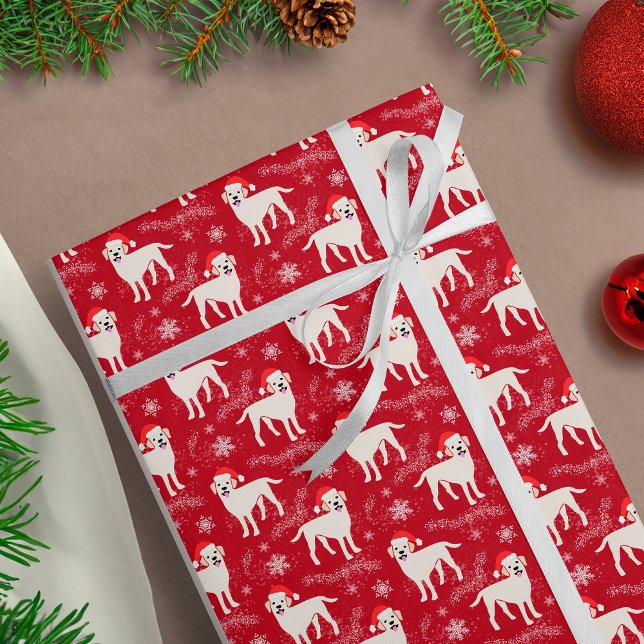 Labrador Retrievers i julhattarna Snöflingor Presentpapper (Skapare uppladdad)