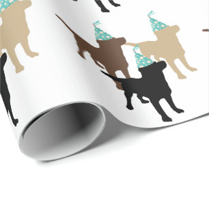 Labrador Retrievers in Födelsedagsfest Hat Presentpapper