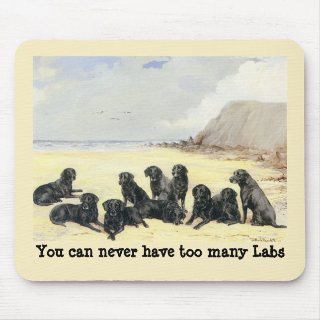 Labrador Retrievers på stranden Mousepad Musmatta (Framsidan)