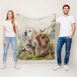 Labrador Retrievers with Pheasant ,Art Fleecefilt