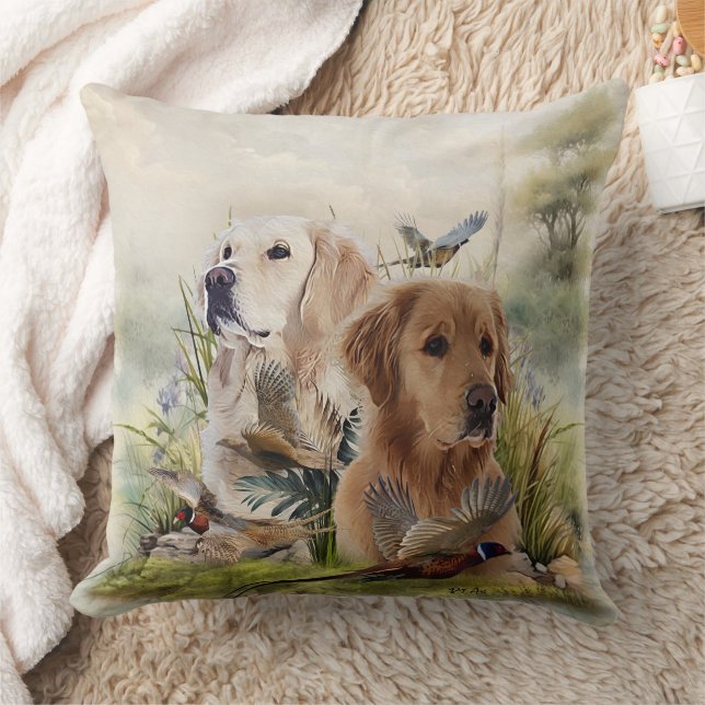 Labrador Retrievers with Pheasant ,Art Kudde (Filt)