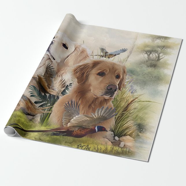Labrador Retrievers with Pheasant ,Art Presentpapper (Utrullad)