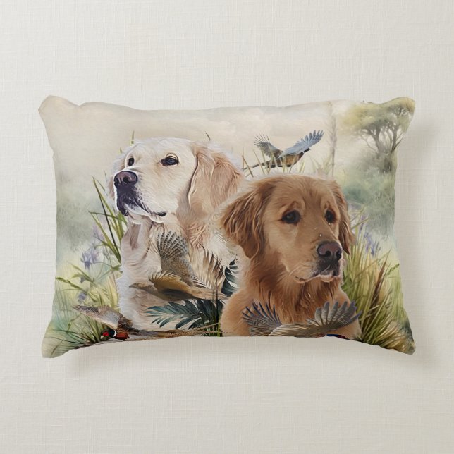 Labrador Retrievers with Pheasant ,Art Prydnadskudde (Framsidan)