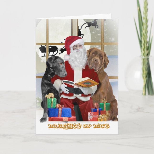 Labrador Retrivers Naughty eller Nice Card Helgkort (Framsida)