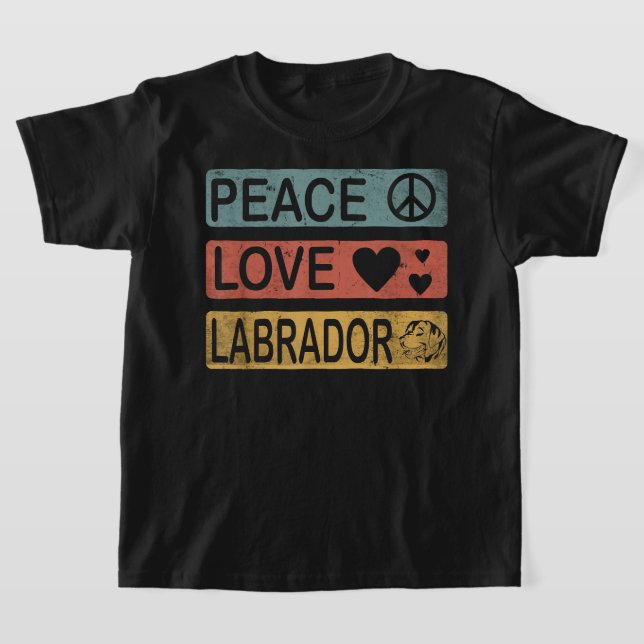 Labrador Retro Design Peace Kärlek Labrador Funny T Shirt (Laydown)