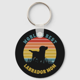 Labrador Retro Sunset Personlig Nyckelring