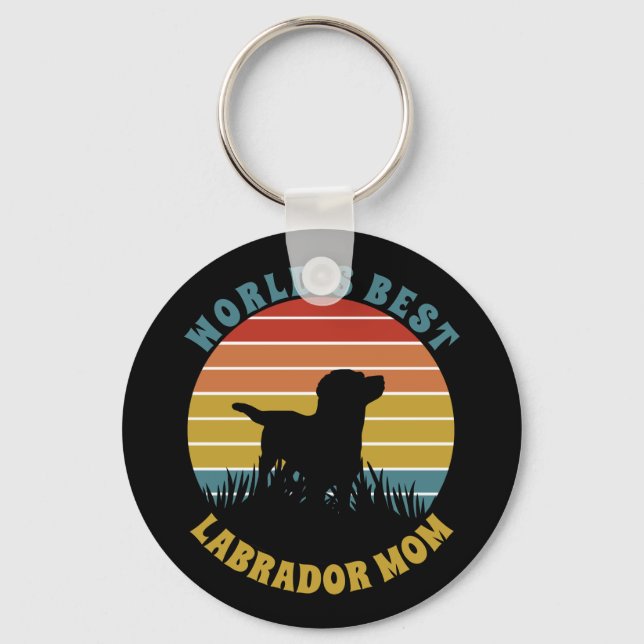 Labrador Retro Sunset Personlig Nyckelring (Framsida)