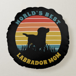 Labrador Retro Sunset Personlig Rund Kudde