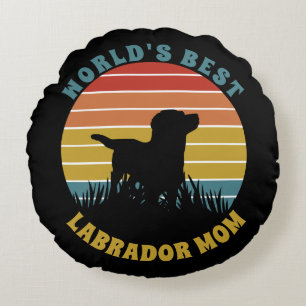 Labrador Retro Sunset Personlig Rund Kudde