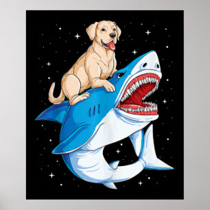 Labrador Riding Shark, Jawsome Hund älskare Gifts Poster