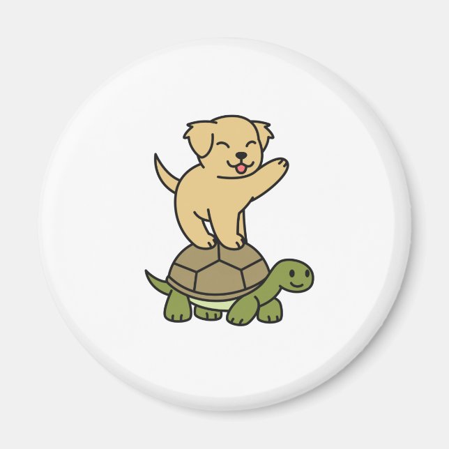 Labrador Riding Tortoise Magnet (Framsidan)
