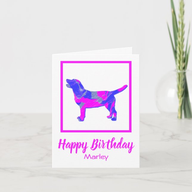 Labrador Rosa Silhouette Hund Funny Birthday Kort (Framsida)