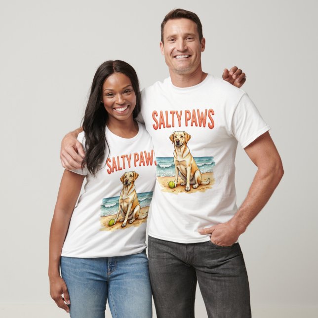 Labrador Salty Paws Strand T Shirt (Unisex)