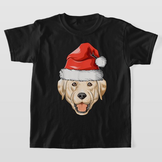 Labrador Santa Hat jul Labrador T Shirt (Laydown)