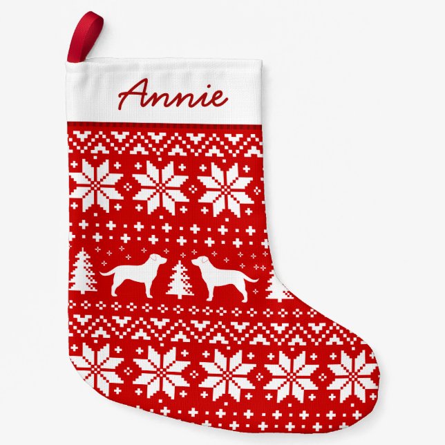 Labrador Silhouettes julsötare Mönster Liten Julstrumpa (Framsidan)