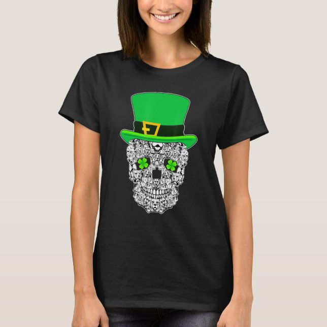 Labrador Skull Hund St patricks day T Shirt (Framsida)