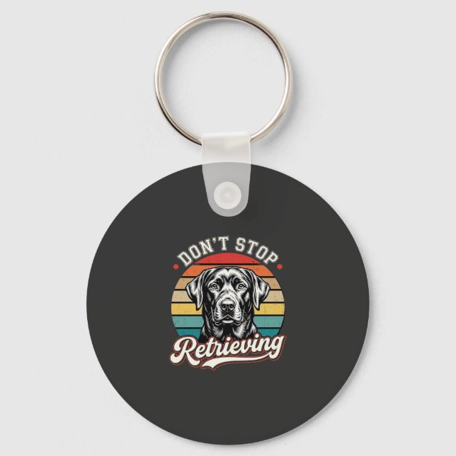 Labrador Sluta Inte Hämta Retro Hund Nyckelring (Framsida)