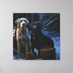 Labrador Snöig släde juldekoration Canvastryck