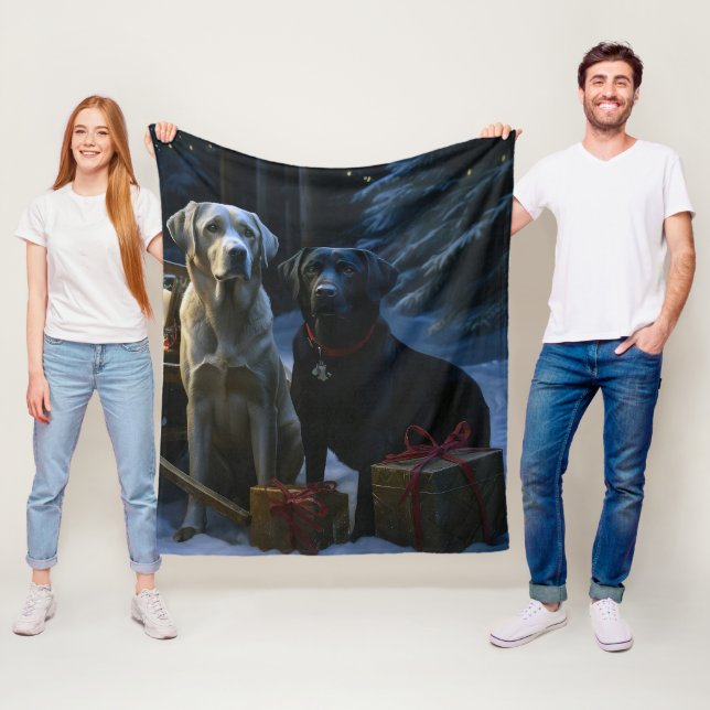 Labrador Snöig släde juldekoration Fleecefilt (På plats)