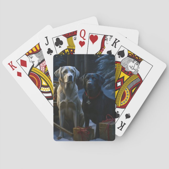 Labrador Snösläd Juldekoration Casinokort (Baksidan)