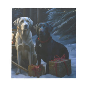 Labrador Snowy Sleigh-juldekretet Anteckningsblock